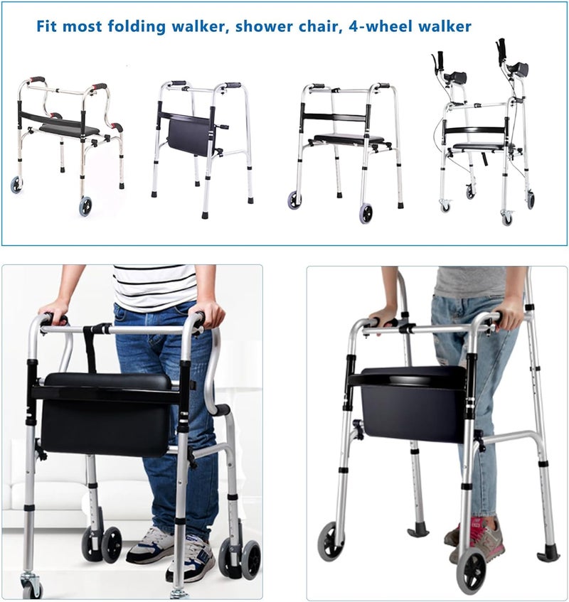LODMOD Adjustable Walker Rest Seat, Folding Walker Attachable Seat for Elderly Disabled, Range:20"~24" (Leather) - Image 3